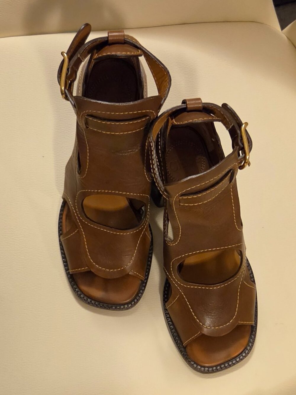 brown leather Chloé Gaile sandals - Picture 4 of 17